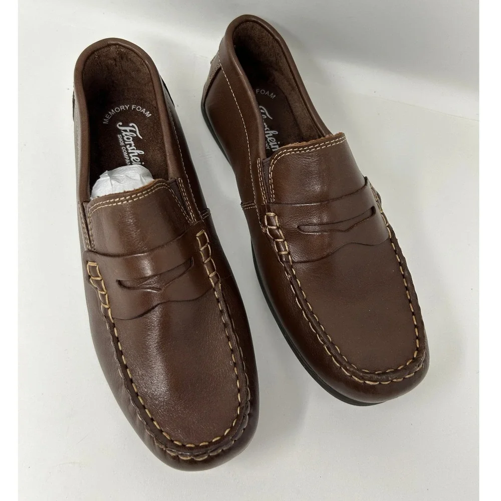 Florsheim Kids 4 M Brown Leather Penny Loafer Memory Foam Slip On Dress Shoes